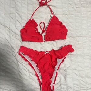 Red Triangle Bikini Top